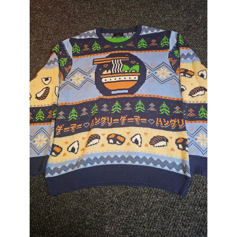 Geeknet Ramen Noodle Ugly Christmas Sweater 2X Japanese Sushi Fair Isle Knit